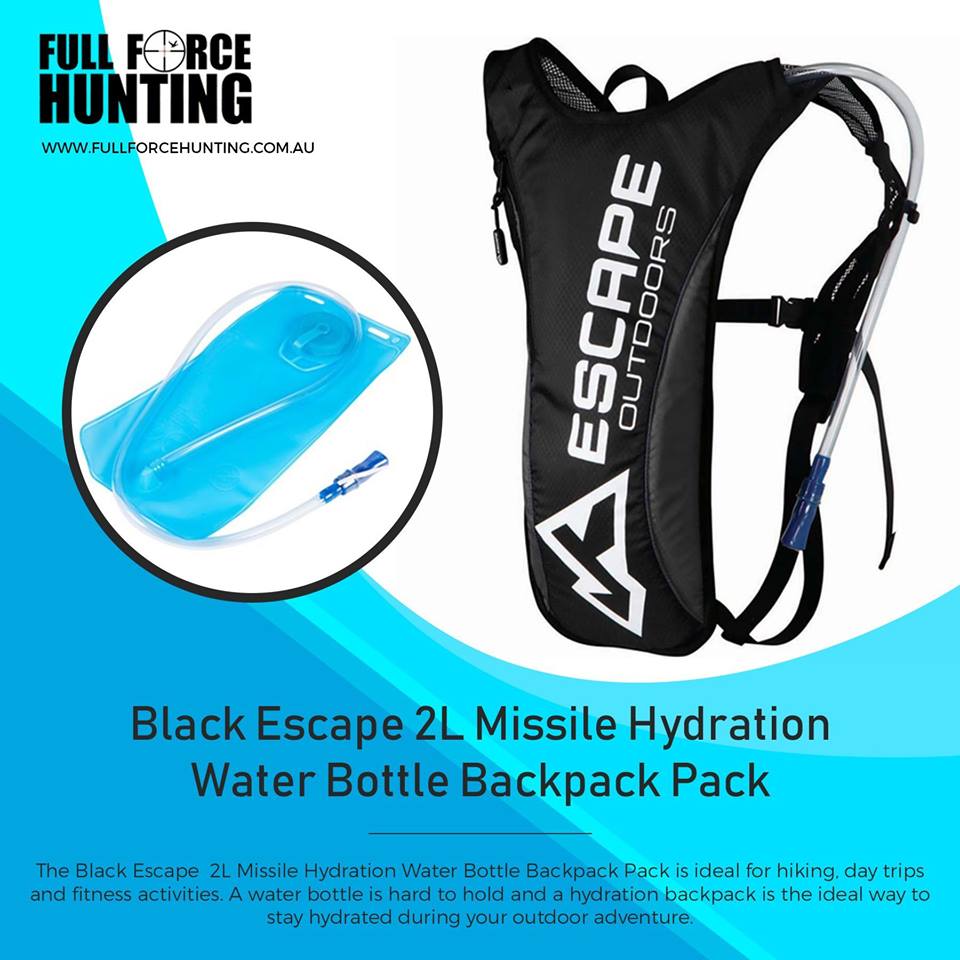 Black Escape 2L Missile Hydration Water Bottle Backpack Pack - Full Force Hunting